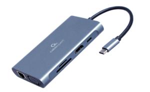 ADAPTADOR MULTIP GEMBIRD USBC 7EN1 HUB3.0,HDMI,VGA,PD,LECTOR TARJETAS,AUDIOGRIS