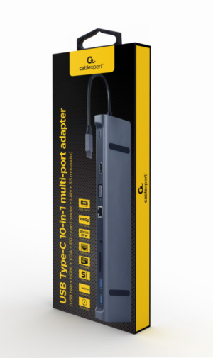 ADAPTADOR MULTIPUERTO USB TIPO C 10 EN 1 3 5 MM GRIS ESPACIAL