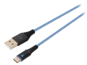 CABLE DE CARGA EGOGEAR SCH10 TYPE-C 3M  TRENZADO BLANCO/AZUL-PS5
