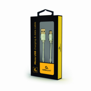 CABLE USB  GEMBIRD TRENZADO ALGODÓN CONECTORES METÁLICOS, 1,8 M