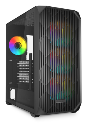 CAJA GAMING SHARKOON AK3 RGB ATX NEGRO 3XVENT 120MM 2XUSB SN FUENTE