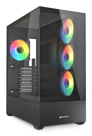 CAJA GAMING SHARKOON AK6 TGV ATX NEGRO 4XVENT 120MM 2XUSB SN FUENTE