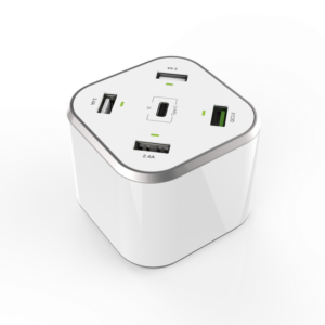 CARGADOR 48W AISENS 5 PUERTOS 3xUSB-A 1xUSB-C 1xUSB QC3.0 BLANCO