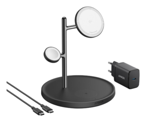 CARGADOR ANKER MAGGO MAGNETIC WIRELESS CHARGER (15W 3-IN-1 STAND BLACK)
