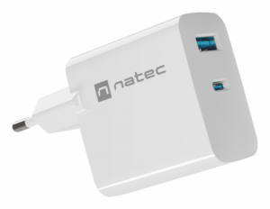 CARGADOR NATEC RIBERA GAN 45W PD3.0 QC3.0 1XUSB-A + 1XUSB-C BLANCO