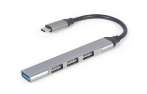 CONCENTRADOR GEMBIRD USB TIPO C - 4P (USB3 X 1 PUERTO, USB2 X 3 PUERTOS) SILVER