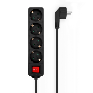 REGLETA AISENS BASE 4 TOMAS INTERRUPTOR CABLE 3x1.5MM2 1.4M NEGRO