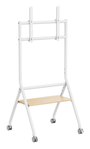 SOPORTE AISENS SUELO RUEDAS BANDEJA PANTALLA 80KG 37-86 BLANCO MADERA