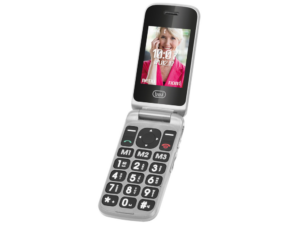 TELEFONO TREVI FLEX PLUS 55 FLIP SENIOR PHONE DUAL SCREEN SILVER