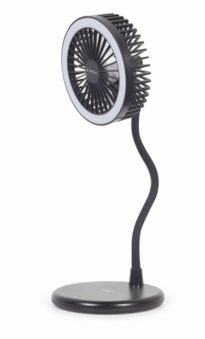VENTILADOR DE SOBREMESA CON LAMPARA Y CARGADOR INALAMBRICO