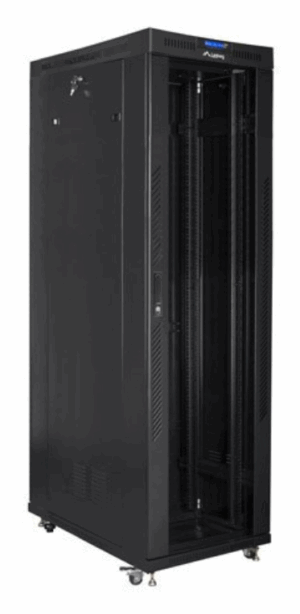 ARMARIO LANBERG RACK 19" 42U 600X1200 FLAT PACK NEGRO PUERTA CRISTAL CON LCD