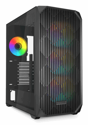 CAJA GAMING ATX SHARKOON AK3 RGB 3XVENT 120MM 2XUSB SN FUENTE NEGRO