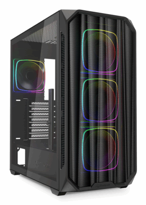 CAJA GAMING ATX SHARKOON AK5M RGB 3XVENT 120MM 2XUSB SN FUENTE NEGRO