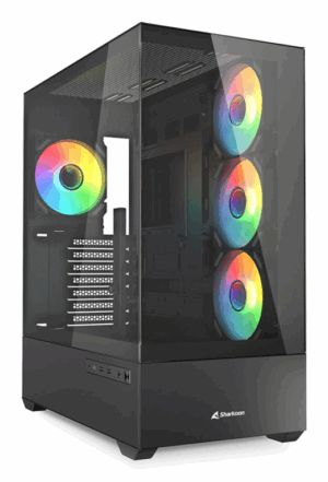 CAJA GAMING ATX SHARKOON AK6 TGV 4XVENT 120MM 2XUSB SN FUENTE NEGRO