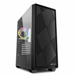 CAJA MIDI ATX SHARKOON VS8 RGB 2USB-A 1XVENT 120MM S/F FUENTE NEGRO
