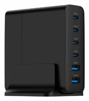 CARGADOR RAPIDO GEMBIRD USB GAN DE 6 PUERTOS 75 W NEGRO