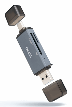 LECTOR TARJETAS TOOQ USB 3.0 (USB-C+USB-A) SD/TF GRIS