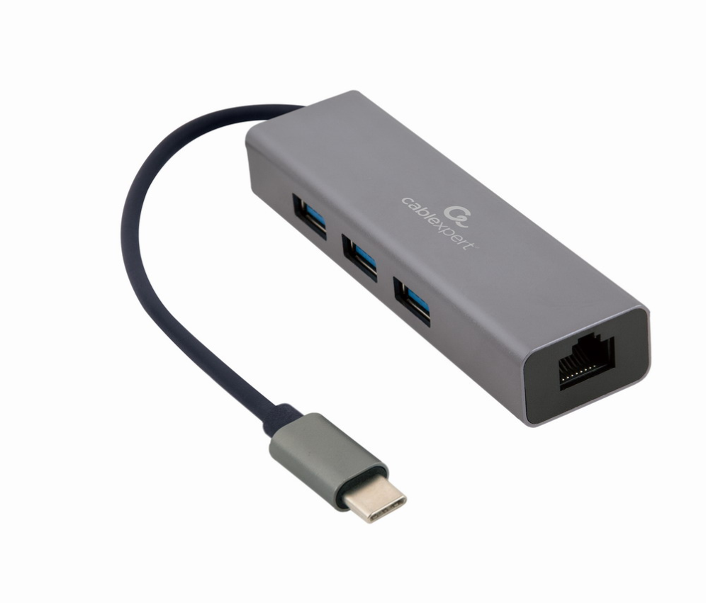 ADAPTADOR DE RED GEMBIRD USB-C GIGABIT CON CONCENTRADOR USB 3.1 DE 3 PUERTOS