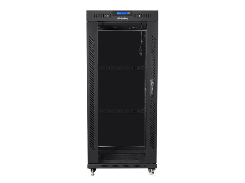 ARMARIO LANBERG RACK 19" 22U 800X800 FLAT PACK NEGRO PUERTA CRISTAL CON LCD