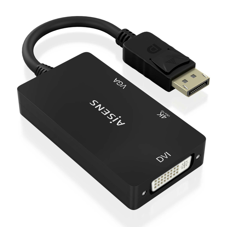 CABLE CONVERSOR AISENS DISPLAYPORT V1.2 A VGA/DVI/HDMI 4K NEGRO 15CM