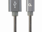 CABLE DE DATOS Y CARGA PREMIUM GEMBIRD 8 PINES METAL EN ESPIRAL, 1 M, GRIS