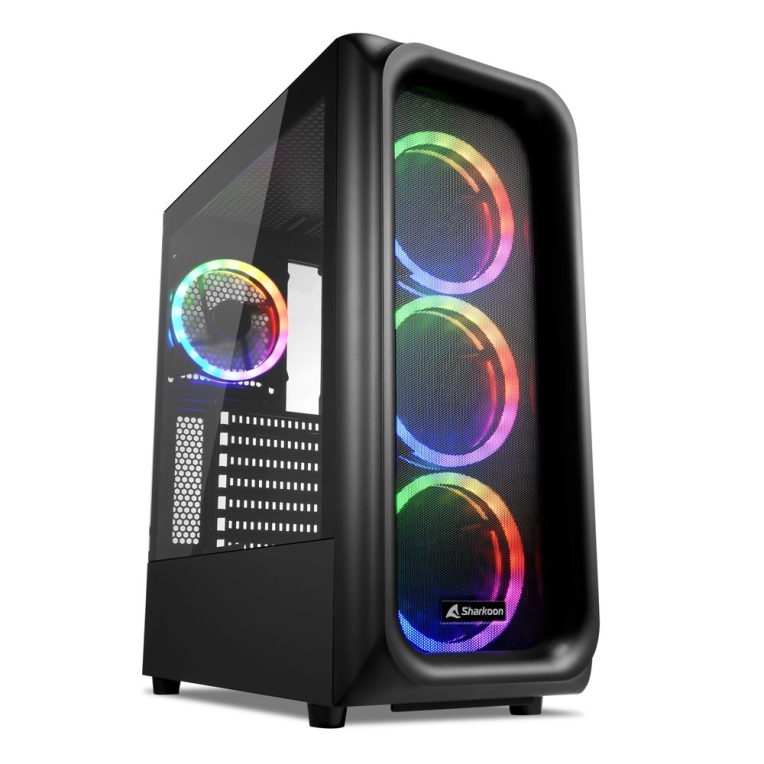 CAJA ATX SHARKOON TK5M RGB 2XUSB3.0 1XUSBtipoC SIN FUENTE NEGRO