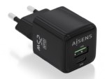 CARGADOR AISENS GAN 25W 1XUSB-C PD3.0 QC4.0 1XUSB-A QC3.0 NEGRO