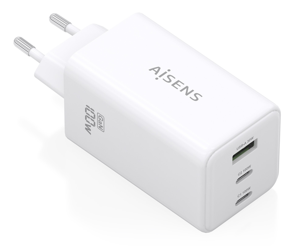 CARGADOR GAN AISENS 100W 2XUSB-C PD3.0 QC4.0 QC5.0 1XUSB-A QC3.0