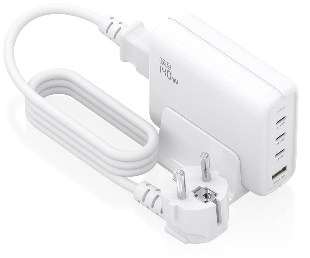 CARGADOR GAN AISENS SOBREMESA 140W 3XUSB-C PD3.1 QC4.0 QC5.0 USB-A QC3.0
