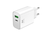 CARGADOR MOVIL EWENT CARGA RAPIDA PUERTOS USB-C Y USB-A 30W BLANCO