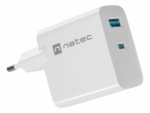CARGADOR NATEC RIBERA GAN 65W PD3.0 QC3.0 1XUSB-A + 1XUSB-C BLANCO