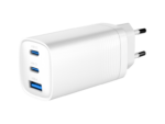 CARGADOR RAPIDO USB GEMBIRD POWER DELIVERY GAN DE 3 PUERTOS Y 65 W, BLANCO
