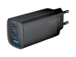 CARGADOR RAPIDO USB GEMBIRD POWER DELIVERY GAN DE 3 PUERTOS Y 65 W, NEGRO