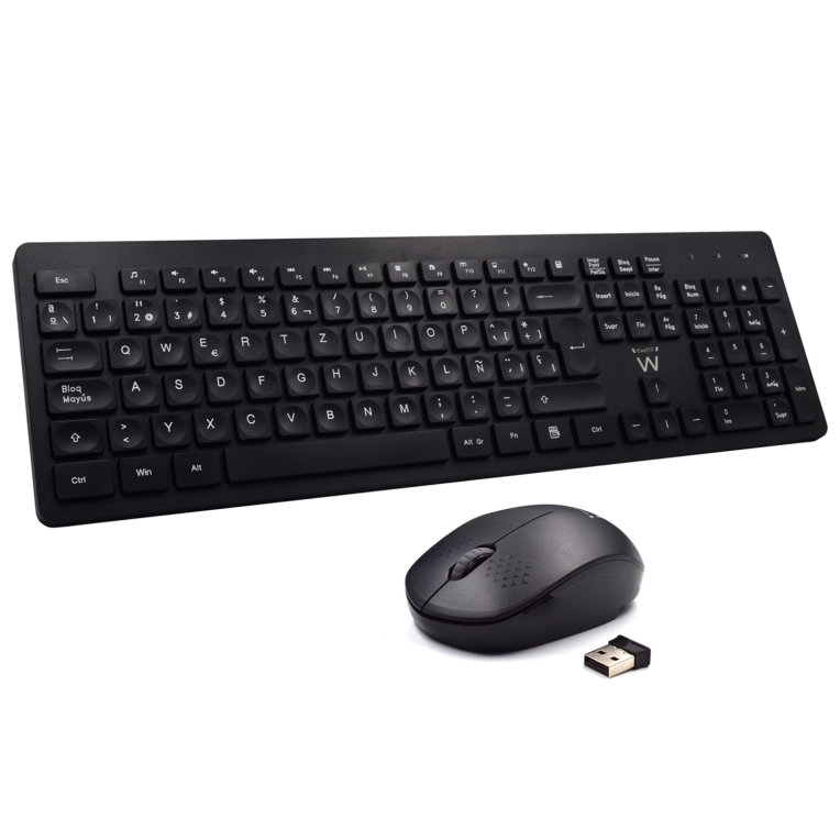 COMBO TECLADO RATON EWENT ESPAÑOL TECLAS CONCAVAS RF INALMABRICO NEGRO