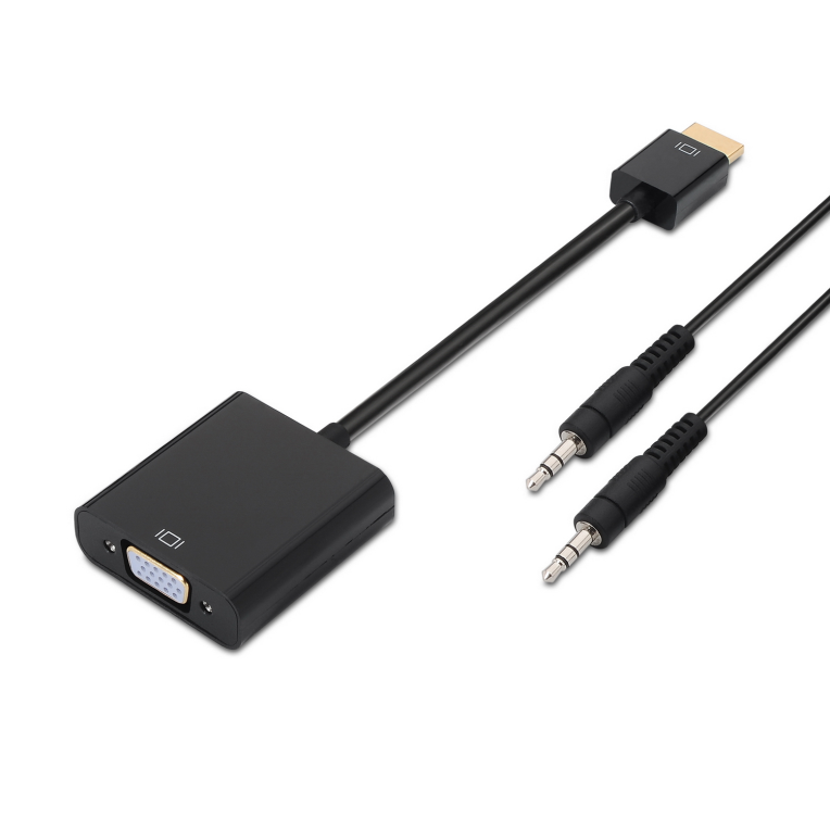 CONVERSOR AISENS HDMI A/M-SVGA/H+JACK 3.5/H NEGRO 10CM+1.0M