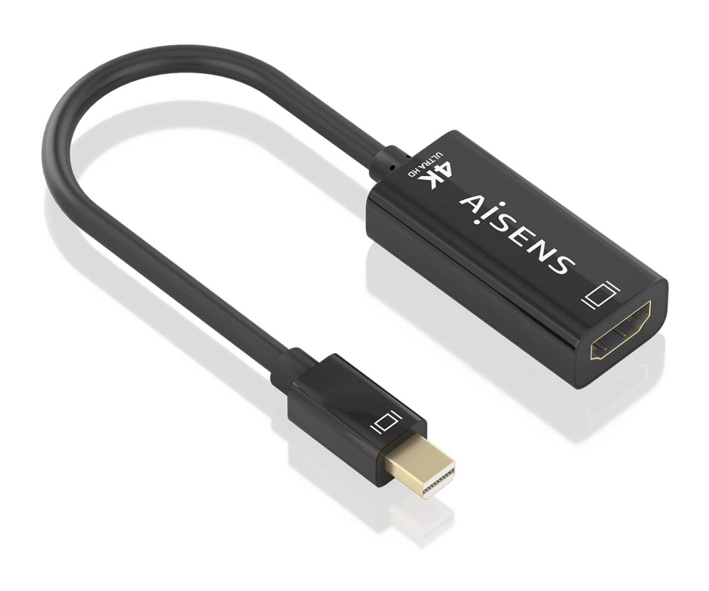 CONVERSOR AISENS MINI DP/M A HDMI/H 4K@60HZ NEGRO, 15CM