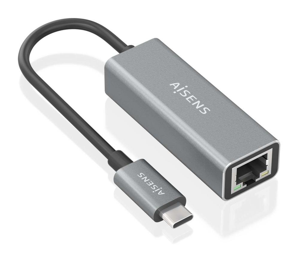 CONVERSOR AISENS USB3.1 GEN1 USB-C A ETHERNET GIGABIT GRIS 15CM
