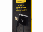 HDMI MACHO A HDMI HEMBRA + VGA HEMBRA + CABLE ADAPTADOR DE AUDIO NEGRO
