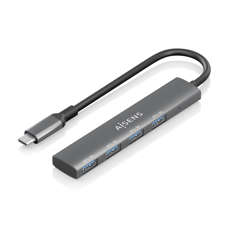 HUB AISENS USB 3.1 USB-C USB-C/M-4XTIPO A/H GRIS 15CM