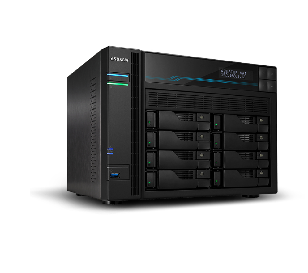NAS ASUSTOR TOWER 8 BAY QUAD-CORE 8GB DDR4 10 GBE X 2 2.5 GBE X 2 USB 3.2
