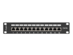 PATCH PANEL LANBERG 12 PUERTOS 1U 10" CAT.5E BLINDADO NEGRO