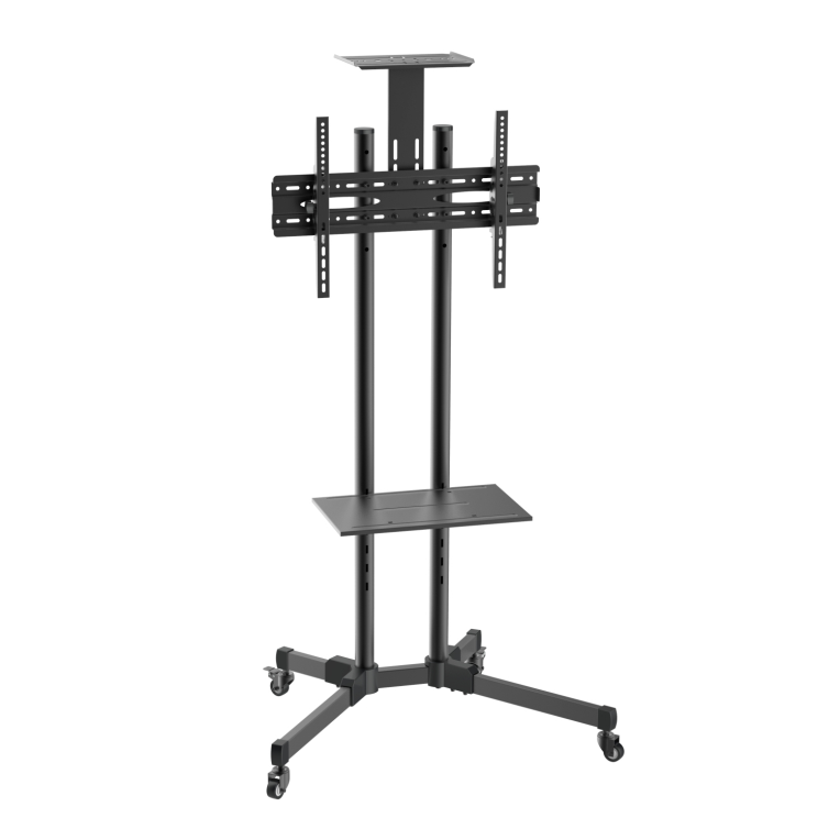 SOPORTE SUELO RUEDAS AISENS BANDEJA DVD/CAMARA MONITOR/TV 50KG 37"-70" NEGRO