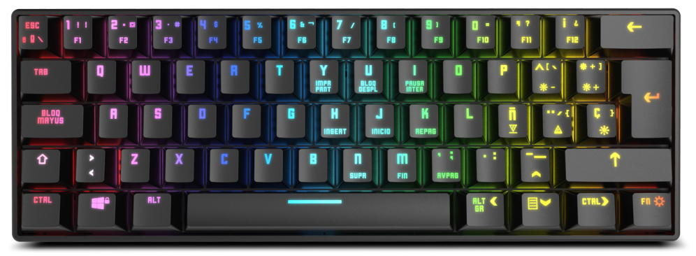 TECLADO MINI KROM GAMING KLUSTER BLUETOOTH RETROILUMINADO MECANICO NEGRO
