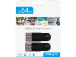 USB 2.0 PNY TWIN PACK 2x64GB ATTACHE 4 NEGRO