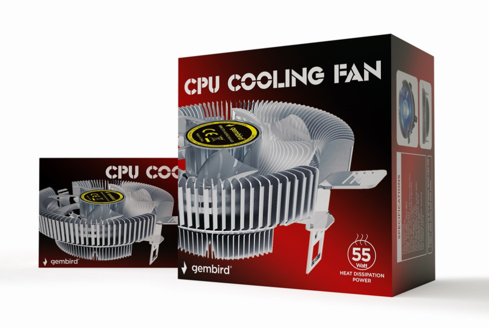 VENTILADOR DE REFRIGERACION GEMBIRD DE CPU 9 CM 55 W LED AZUL 4 PIN