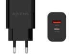 CARGADOR AISENS 20W 1xUSB-C PD3.0 1xUSB-A QC3.0 NEGRO