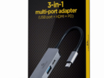 ADAPTADOR MULTIPUERTO USB TIPO C 3 EN 1 PUERTO USB HDMI PD PLATA