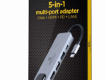 ADAPTADOR MULTIPUERTO USB TIPO C 5 EN 1 HUB HDMI PD LAN
