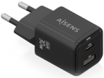 CARGADOR AISENS GAN 30W 1XUSB-C PD3.0 QC4.0 1XUSB-A QC3.0 NEGRO