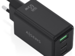 CARGADOR AISENS GAN 65W 2XUSB-C PD3.0 QC4.0 1XUSB-A QC3.0 NEGRO